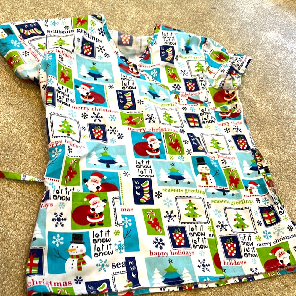 Christmas scrub top